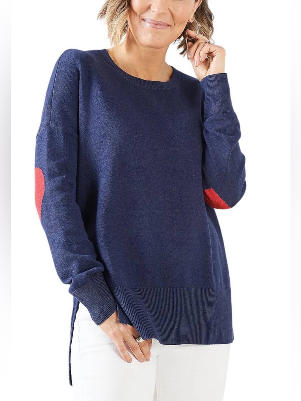 Studio Park X Ana Stran Girlfriend V Neck Sweater with Heart Elbow Patches XS